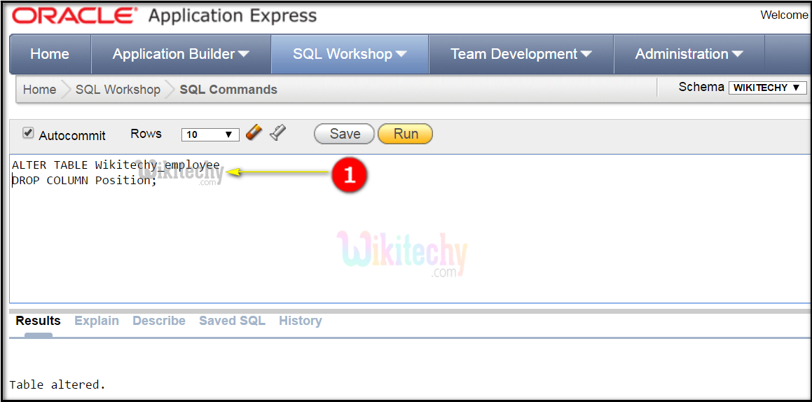  drop query in alter table